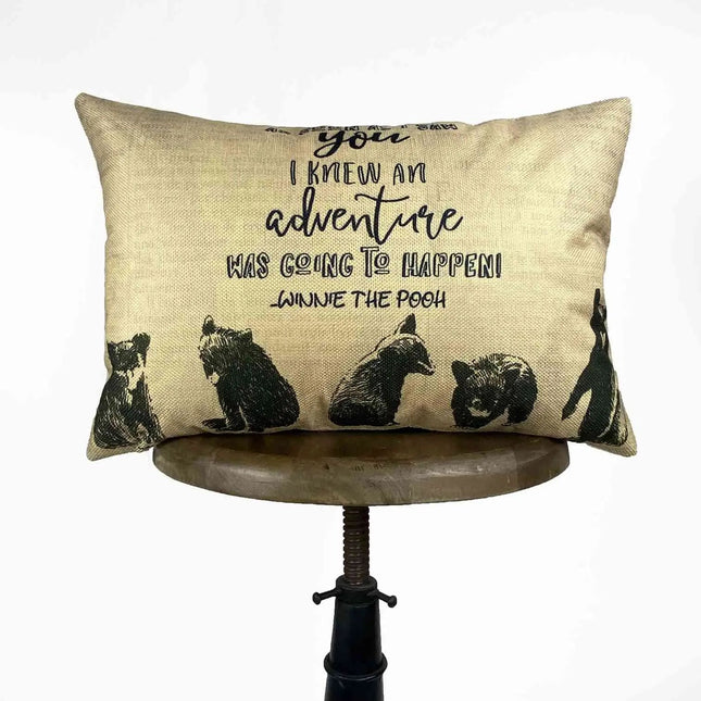 Adventure Waiting to Happen Throw Pillow | 18 x 12 | Forest Animal | Bear | Bear Decor | Decorative Pillows | Accent Pillow Covers | Gift by UniikPillows