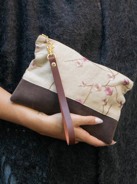Alice Embroidered Linen Wristlet by Ash & Rose