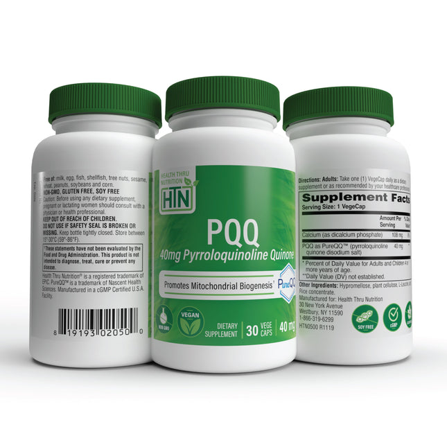 PQQ (as PureQQ™) Pyrroloquinoline Quinone 40mg by Health Thru Nutrition