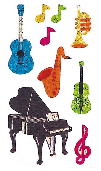 Bulk Roll Prismatic Stickers, Musical Instruments (50 Repeats) by Present Paper