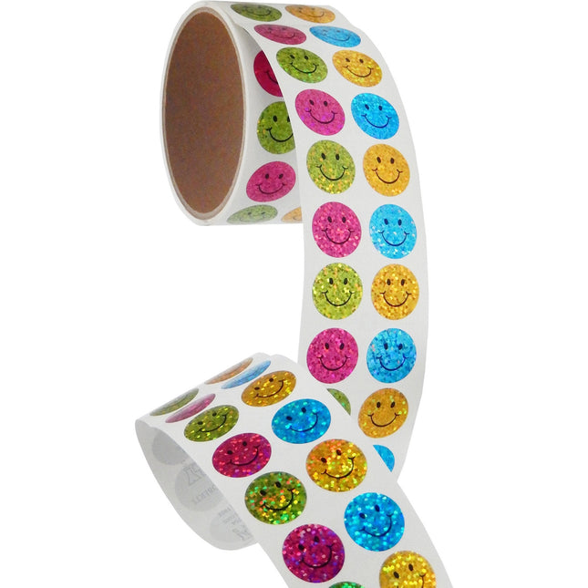 Bulk Roll Prismatic Stickers, Mini Happy Faces (100 Repeats) by Present Paper