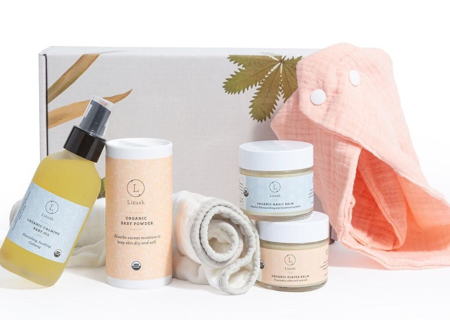 Organic full care new baby gift set - welcome little one! by Lizush