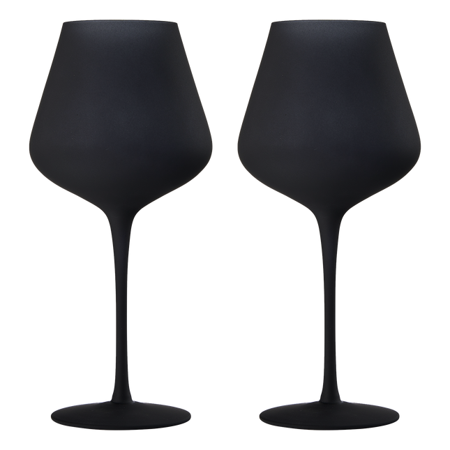 Matte Black Crystal Wine Glass - Set of 2 - Gift For Her, Him, Friend - Large 20 oz Glasses, Unique Italian Style Tall Drinkware - For Red & White, Colored Glassware - Gothic, Wedding, Halloween by The Wine Savant