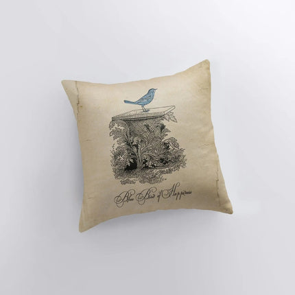 Blue Bird | Vintage Bird | Blue Bird Of Happiness | Pillow Cover | Vintage | Farmhouse Decor | Home Decor | Throw Pillow | Room Decor | Gift by UniikPillows