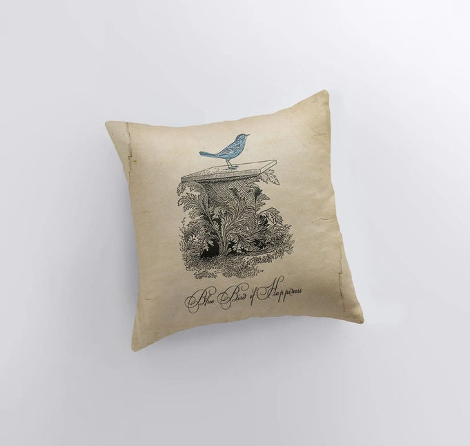 Blue Bird | Vintage Bird | Blue Bird Of Happiness | Pillow Cover | Vintage | Farmhouse Decor | Home Decor | Throw Pillow | Room Decor | Gift by UniikPillows