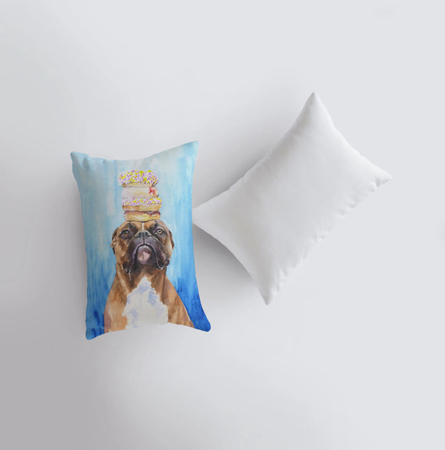 Boxer | Watercolor Doughnut Boxer | 12x18 | Pillow Cover | Dogs | Home Decor | Custom Dog Pillow | Boxer Mom | Dog Lover Gift | Dog Mom Gift by UniikPillows