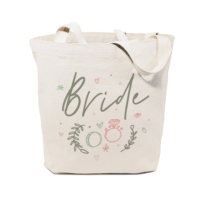 Floral Bride Wedding Cotton Canvas Tote Bag by The Cotton & Canvas Co.