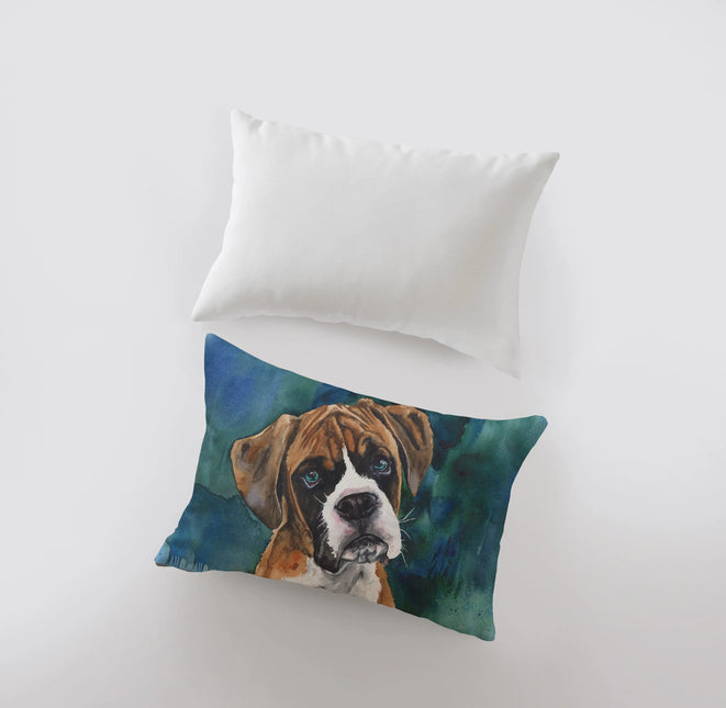 Brown Watercolor Boxer | 18x12 | Pillow Cover | Dogs | Home Decor | Custom Dog Pillow | Boxer Mom | Dog Lover Gift | Dog Mom Gift | Pillows by UniikPillows