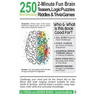 250 2-Minute Fun Brain Teasers, Logic Puzzles, Riddles & Trivia Games: Activity Book for Adults, Kids & Teens with Math Riddles, Logical Puzzles, Ques