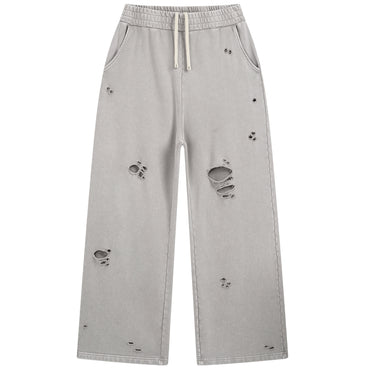 GREY DESTROYED SWEATPANTS
