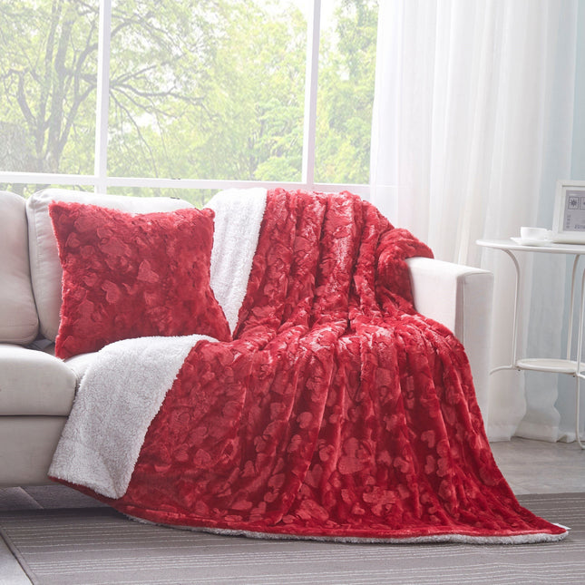 DaDa Bedding Candy Apple Red Vibrant Luxury Faux Fur Euro Throw Pillow Cover (Red-19) by DaDa Bedding Collection