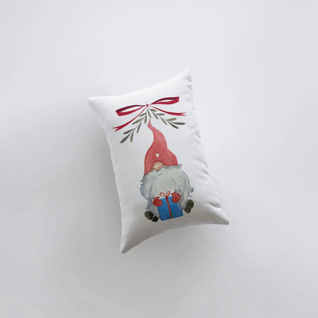 Christmas Gnome Blue Gift Red Hat | 12x18 | Christmas Throw Pillow | Merry Christmas | Home Décor | Christmas Décor | Christmas Gift by UniikPillows