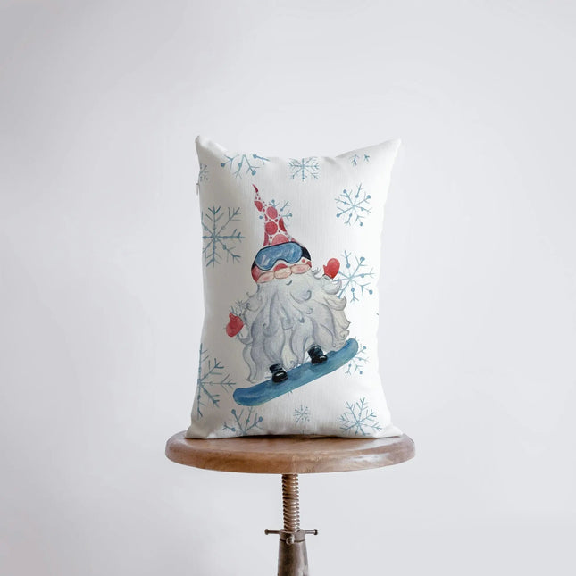 Christmas Gnome Snowboarding | 12x18 | Christmas Throw Pillow | Merry Christmas | Home Décor | Christmas Décor | Christmas Gift by UniikPillows