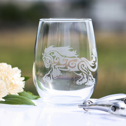 Gypsy Horse Romp Stemless Wine Glass Set by Classy Equine