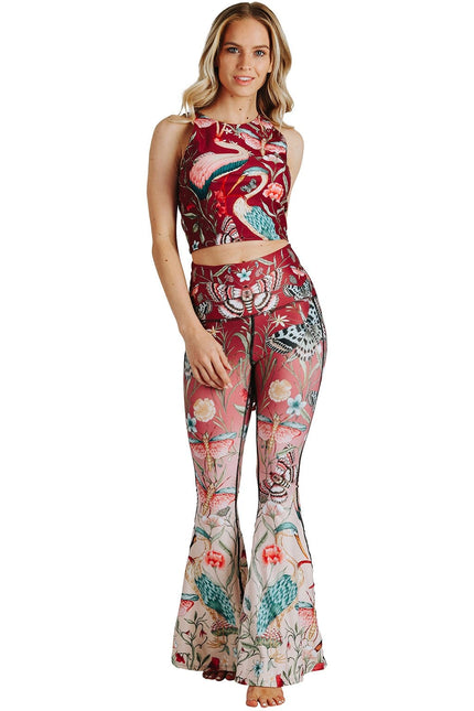 Pretty In Pink Printed Bell Bottoms by Yoga Democracy