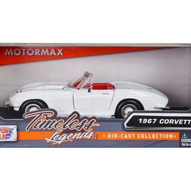 1967 Chevrolet Corvette C2 Convertible White with Red Interior "Timeless Legends" Series 1/24 Diecast Model Car by Motormax