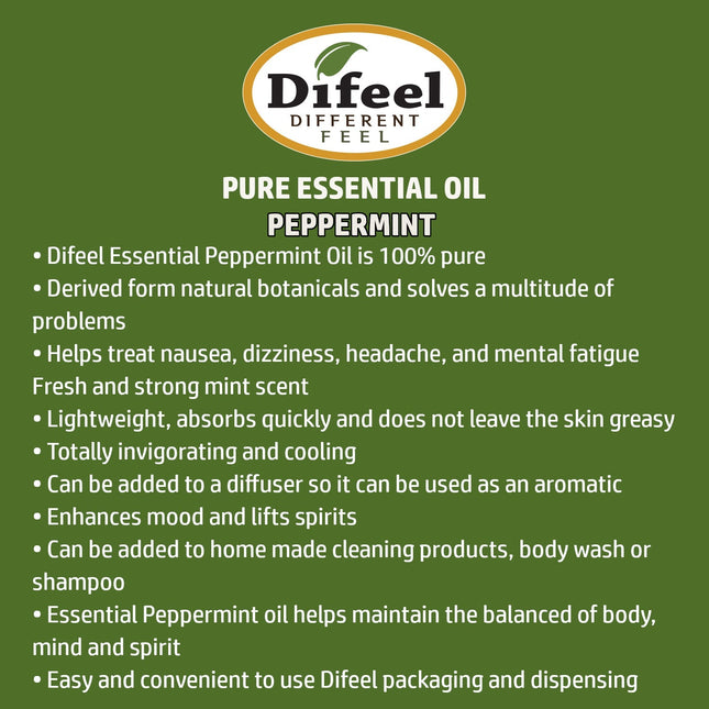 Difeel 100% Pure Essential Oil - Peppermint Oil, Boxed 1 oz. by difeel - find your natural beauty