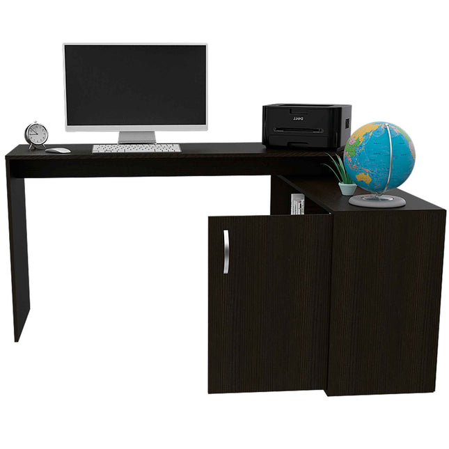 Dallas L-Shaped Home Office Desk, Two Shelves, One Drawer by FM FURNITURE