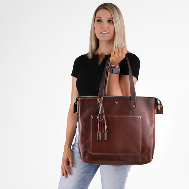 Zippered Deluxe Lifetime Tote by Lifetime Leather Co