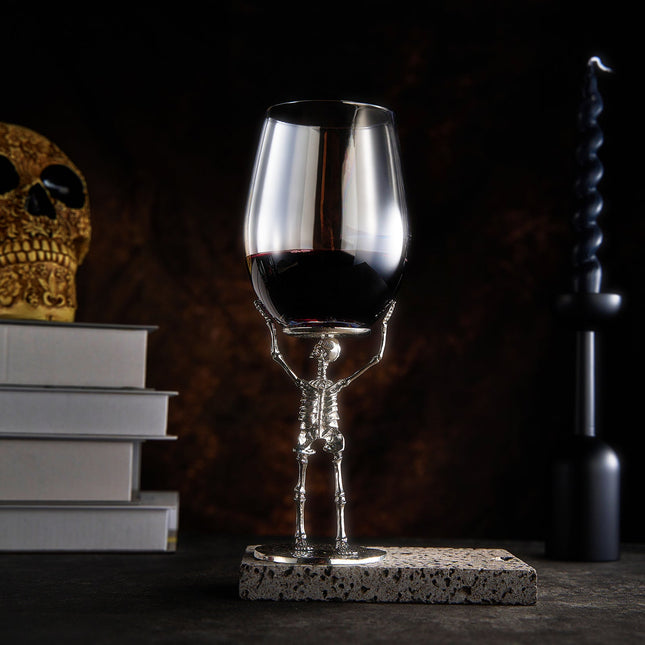Stemmed Skeleton Wine Glass | SINGLE | 19oz Halloween Skeleton Glasses 10" H, Goth Gifts, Skeleton Gifts, Skeleton Decor, Spooky Wine Gift Set, Perfect for Halloween Themed Parties by The Wine Savant