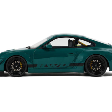 2021 RWB Bodykit "Syunkashuto" Green with Black Stripes 1/18 Model Car by GT Spirit