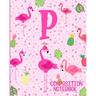 Composition Notebook P: Pink Flamingo Initial P Composition Wide Ruled Notebook