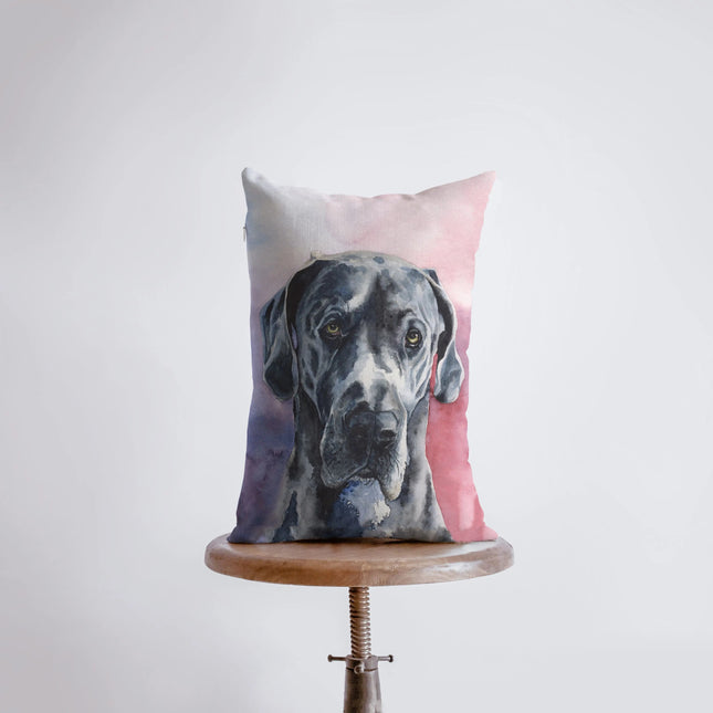 Great Dane Watercolor | 12x18 | Pillow Cover | Dogs | Home Decor | Custom Dog Pillow | Dog Mom | Great Dane | Room Decor | Throw Pillow by UniikPillows
