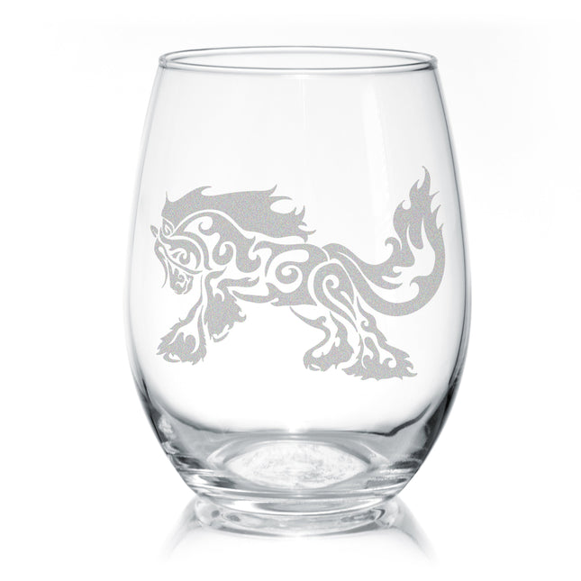 Gypsy Horse Romp Stemless Wine Glass Set by Classy Equine