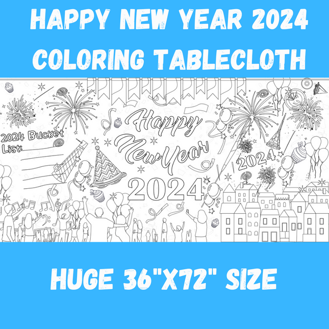 New Year 2024 Coloring Tablecloth by Creative Crayons Workshop
