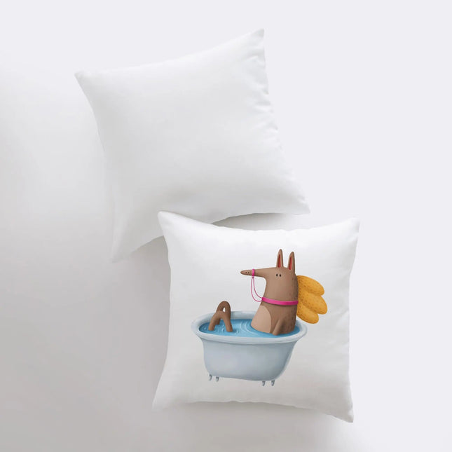Horse Bathing in Tub Pillow | Throw Pillow | Horse Lover | Animal Lover Gift | Tiny House Decor | Cowgirl Pillow | Horse Pillow Pet by UniikPillows
