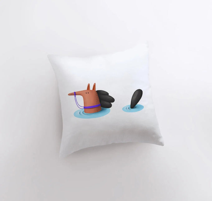 Horse Swimming Pillow | Throw Pillow | Horse Lover | Animal Lover Gift | Tiny House Decor | Cowgirl Pillow | Horse Pillow Pet by UniikPillows