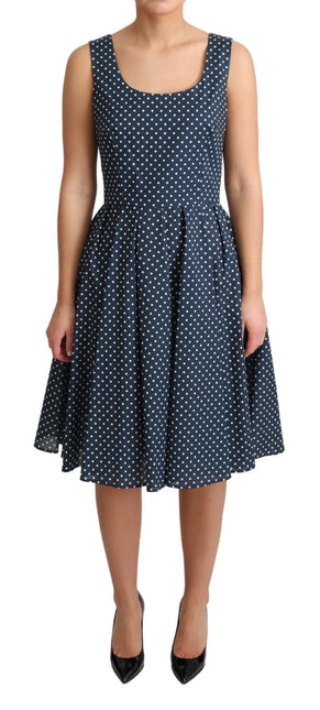 Blue Dotted Cotton A-Line Gown Dress by Faz