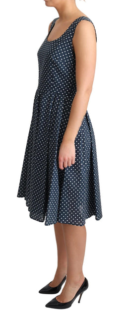 Blue Dotted Cotton A-Line Gown Dress by Faz