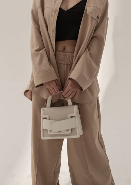 Evelyn Bag in Canvas and Genuine Leather, White by Bob Oré