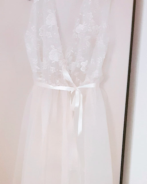 Enchanting Organza Chiffon Pearl Beaded White Dream Gown (Bridal) by AkitaArigatosonFashion