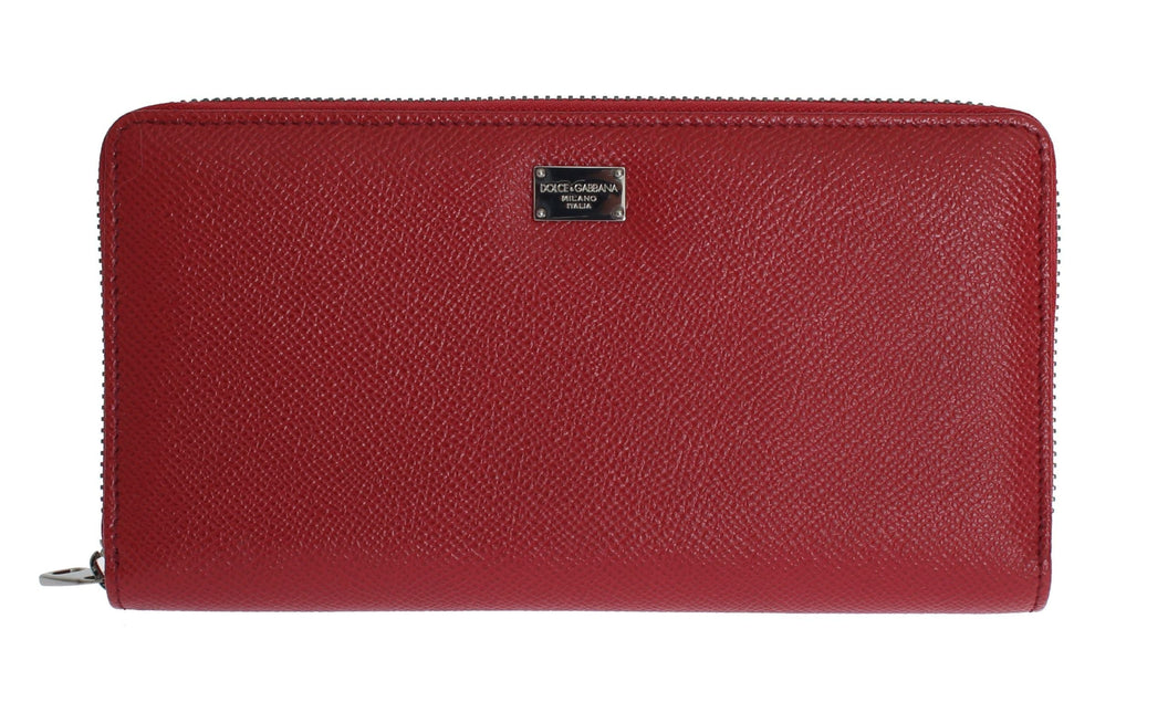 Dolce & Gabbana Red Dauphine Leather Zip Around Continental Wallet by Trendstack