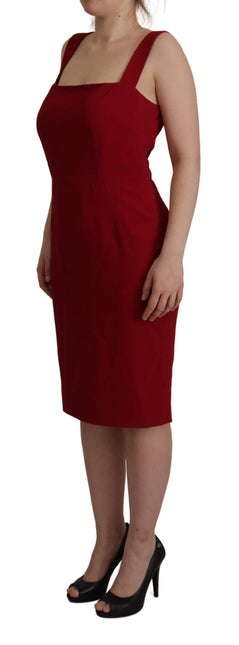 Red Sleeveless Sheath Viscose Dress by Faz