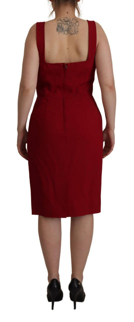 Red Sleeveless Sheath Viscose Dress by Faz