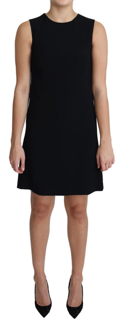 Black Viscose Stretch A-line Shift Mini Dress by Faz