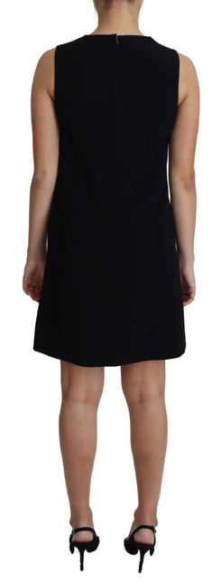 Black Viscose Stretch A-line Shift Mini Dress by Faz