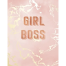 Girl Boss: Inspirational Quote Notebook, Pink Marble and Rose Gold Inlay - 8.5 x 11, 120 Wide Ruled Pages