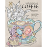 Coloring book zen. Adult coloring book coffee skilfully pictured in everyday situations. Stacked coffee cups, coffee at the computer, coffee and ... A