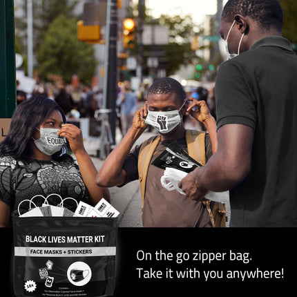 Black Lives Matter Mask Kit + Stickers. 16 Disposable Face Masks & 16 Assorted #BLM Movement Stickers by Skincareheaven