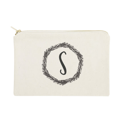 Personalized Monogram with Wreath Cosmetic Bag and Travel Make Up Pouch by The Cotton & Canvas Co.