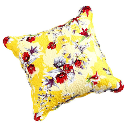 DaDa Bedding Sunshine Yellow Hummingbirds Floral Scalloped Euro Pillow Sham Cover, 26" x 26" (JHW925) by DaDa Bedding Collection