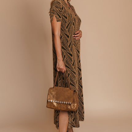 Golden Geometric Kaftan Dress by BYNES NEW YORK | Apparel & Accessories