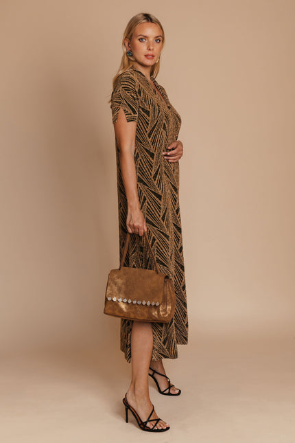 Golden Geometric Kaftan Dress by BYNES NEW YORK | Apparel & Accessories