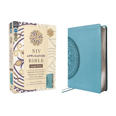NIV Application Bible, Large Print, Leathersoft, Teal, Red Letter, Comfort Print: Bringing the Ancient Message of the Bible Into Your World