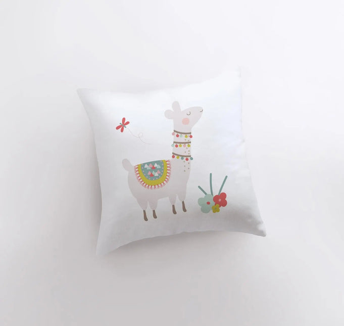 Llama with Flowers | Alpaca Pillow | Good Vibes Only | Cactus Pillow | Positive Vibes |South West | Lumbar Pillow | Llama Pillow Case by UniikPillows