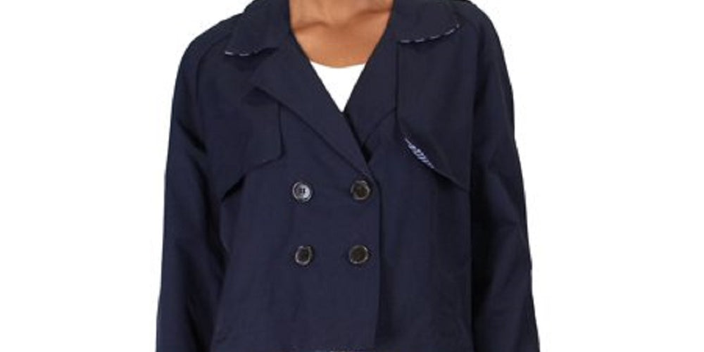 Maison Jules Women's Crop Cold Weather Trench Jacket Navy Size X-Small by Steals